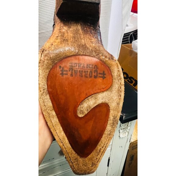 Corral Vintage Ladies Cowboy boots, size 8, black with cream lizard inlay, made - Picture 6 of 16